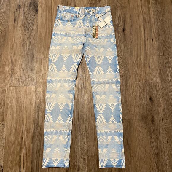 Double RL Ralph Lauren RRL Vintage Straight Leg Jean Women 25 Blue Aztec Western - Picture 2 of 11